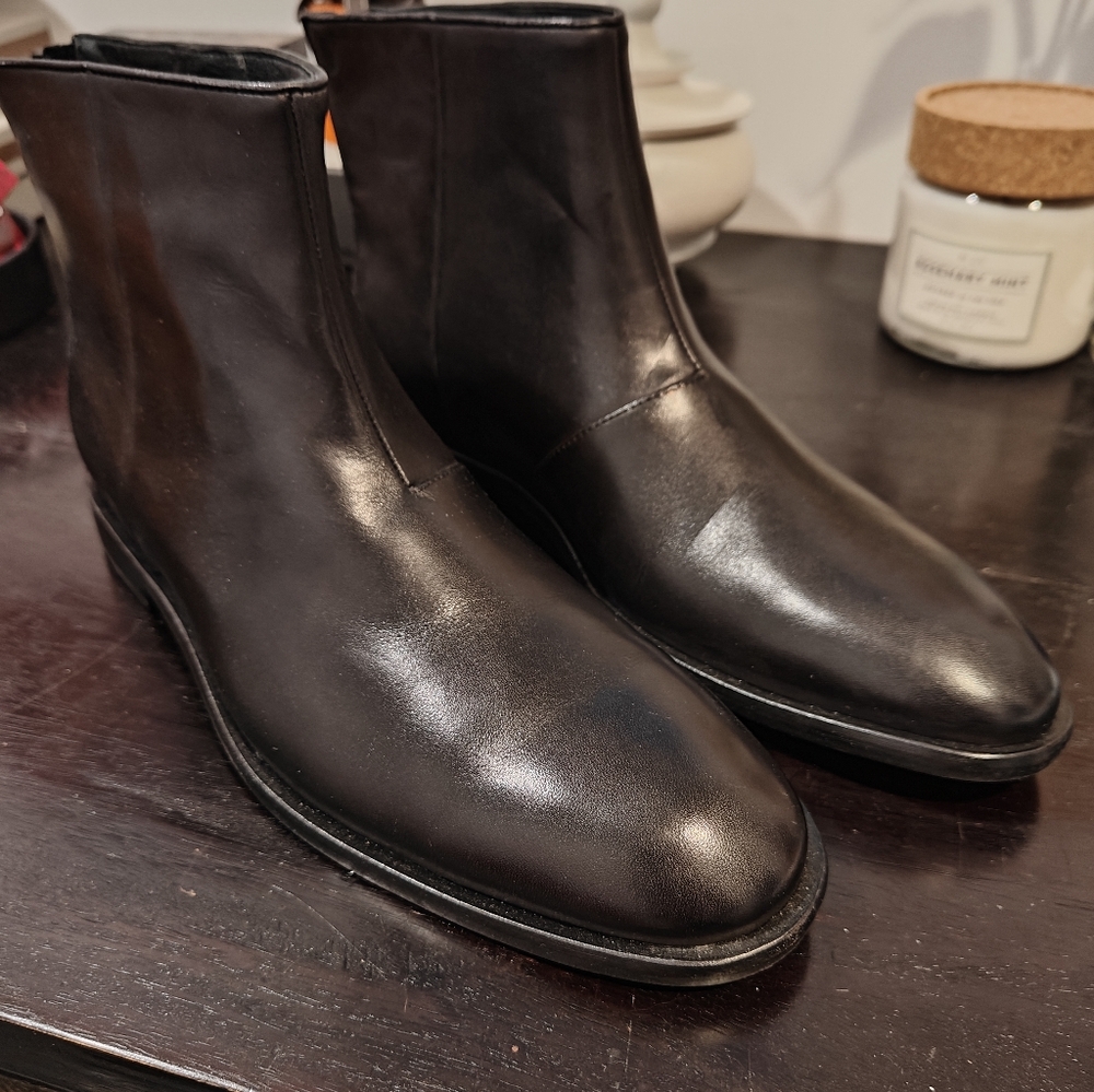 John Varvatos Black Leather Boots NWOB Size 9.5
